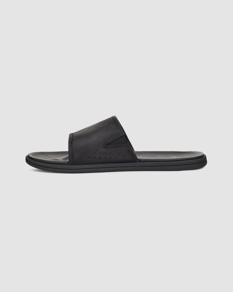 Seaside Slide Black Leather UGG