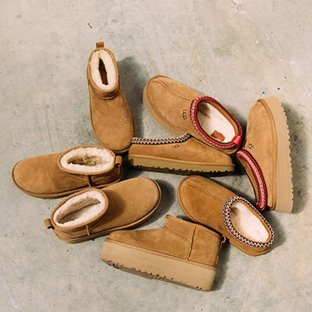 A mix of ugg boots platforms slippers